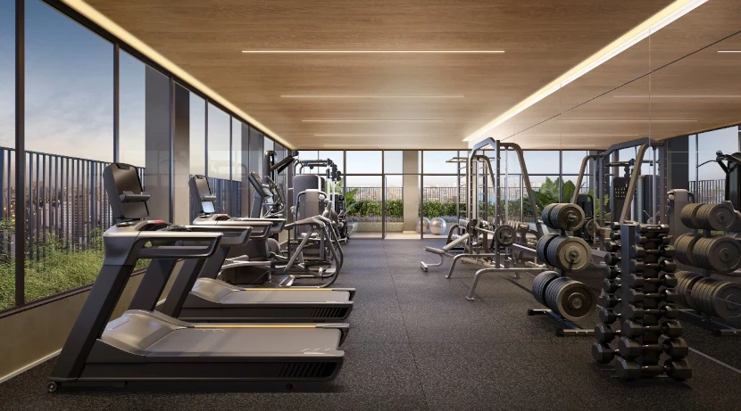 Foto ilustrativa da área fitness do Auren