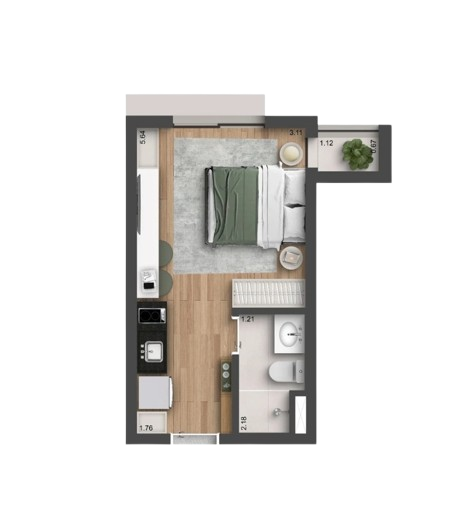 Planta do Auren Vila Clementino de 21m²