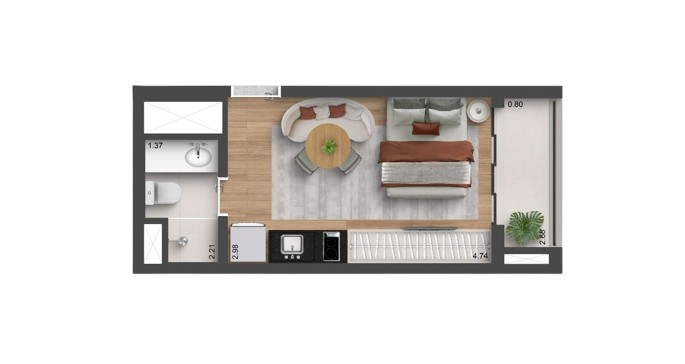 Planta do Auren Vila Clementino de 23m²