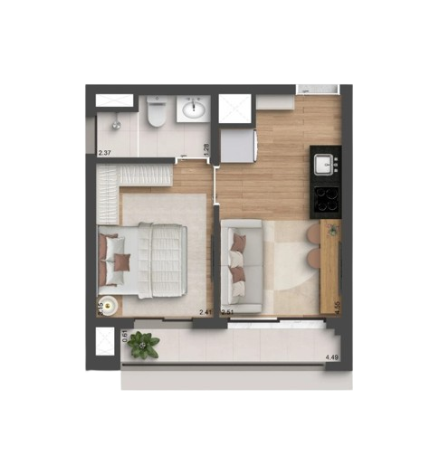 Planta do Auren Vila Clementino de 30m²